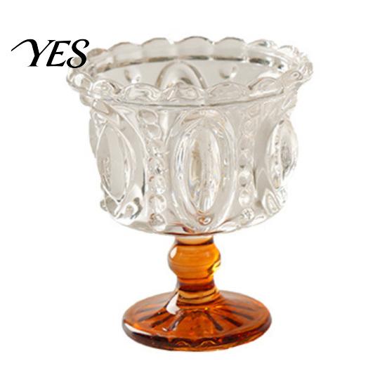 Durable High Transparent Glass Vintage Dessert Cup, Embossed Ice Cream Bowl, Thickened Footed Sundae Decorative Home Style Glassware Bowls for Cream, B