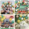 BiBo Football Balloon Garland Arch Kit - 147 Pcs Latex Balloons, 'Touchdown' Letter Balloons, Football Foil Balloons, Tablecloth for First Year Down