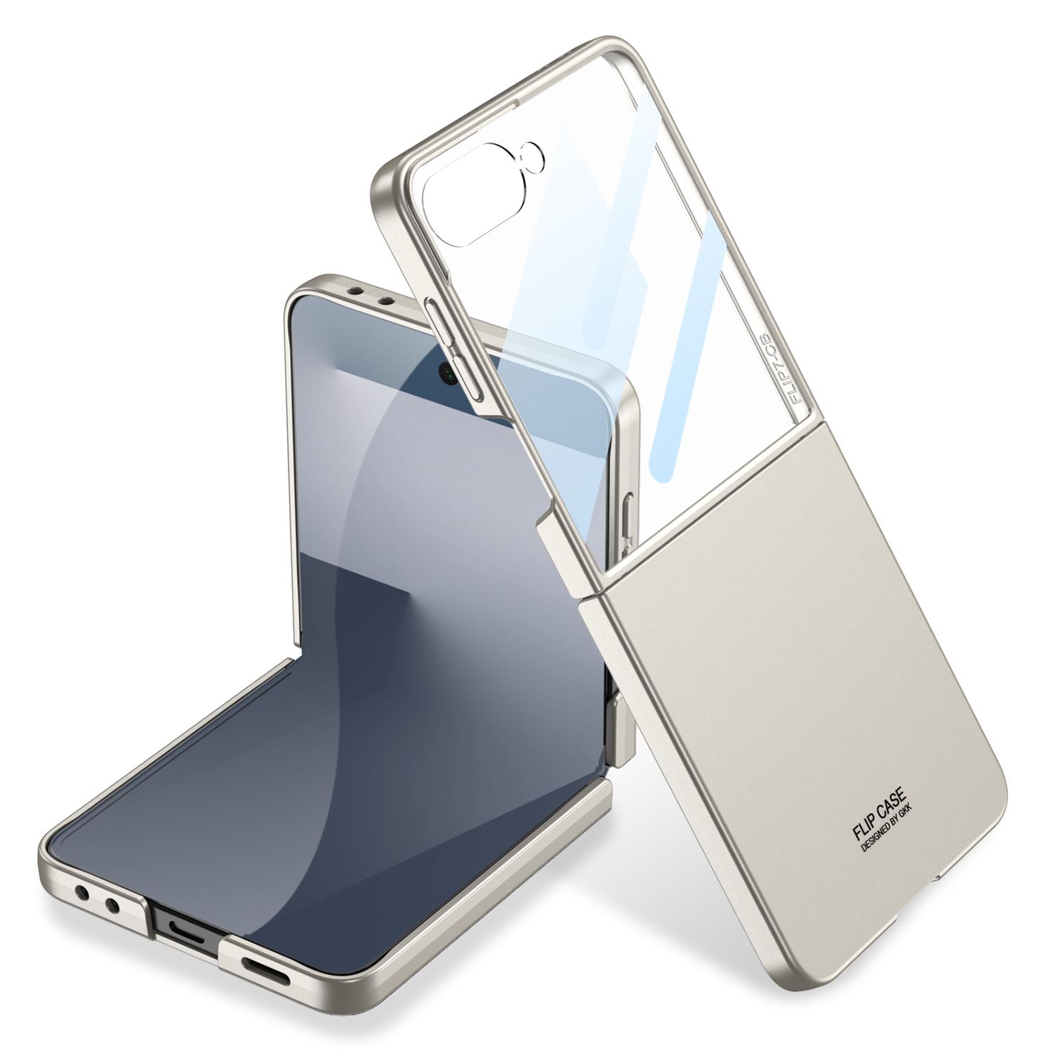 

GKK For Samsung Galaxy Z Flip7 5G Case Hard PC Anti-Scratch Phone Cover Small Screen Film Titanium Grey
