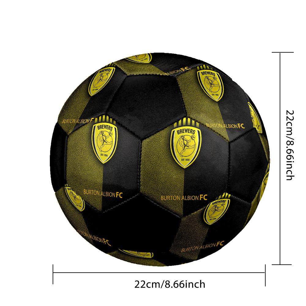 SIZE 5 Burton Albion FC Soccer Ball Colorful All Ages Machine Stitched PVC Competition Ready Durable High-Bounce