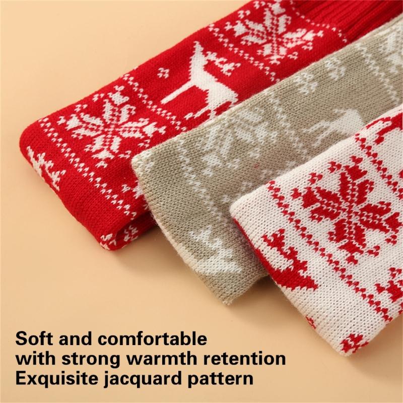 Christmas Festival Patterned Thigh High Socks Womens Winter Fashion Knitted Over Knee Long Stockings Leg Warmers Hosiery