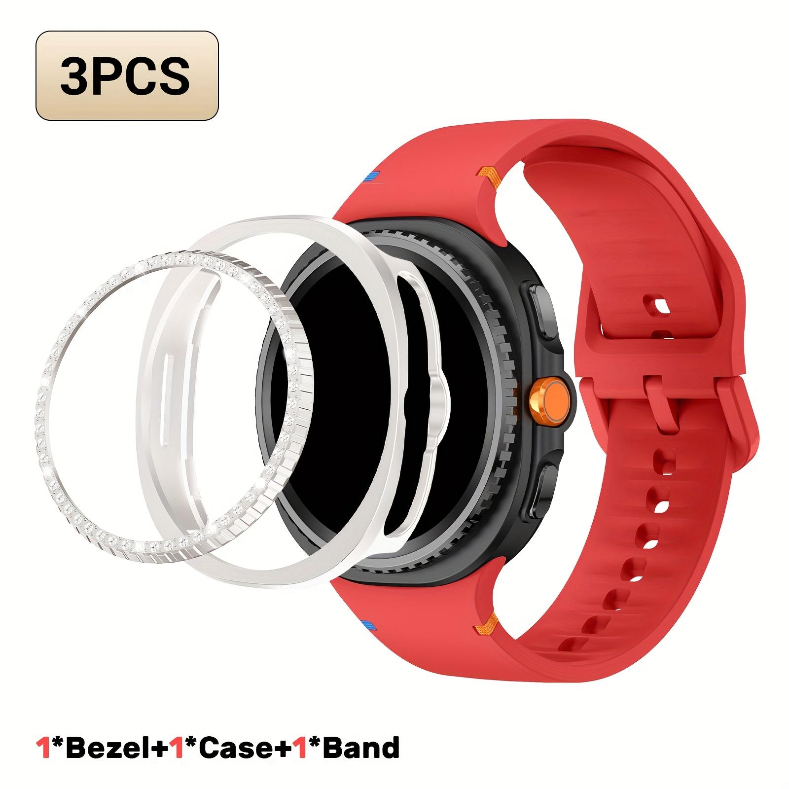 

2pcs Strap & Case for Samsung Watch8 Flat Stitch Color Buckle Strap Semi-Enclosed Hollow Breathable Protector Anti-Sweat Watch 8 classic 46mm