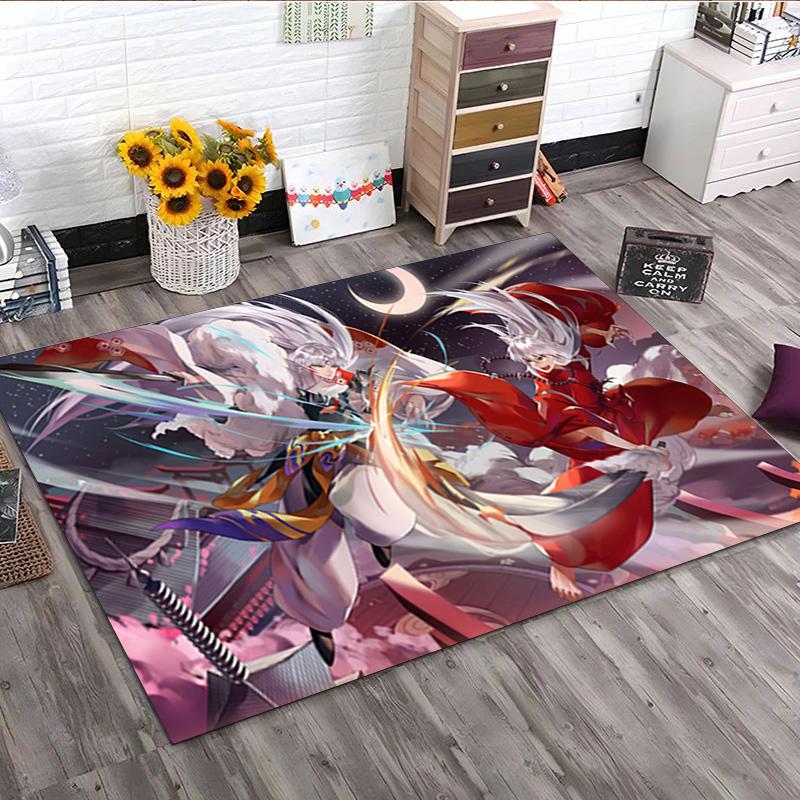 Inuyasha Vs Sesshomaru Carpet Office Decorative Carpet For Living Room Bedroom Door Mat Floor Rug Computer Chair Area Rug Holiday Gift