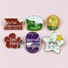 Inspirational Chinese Character Cartoon Brooch: Study Encouragement Enamel Badge for Backpack