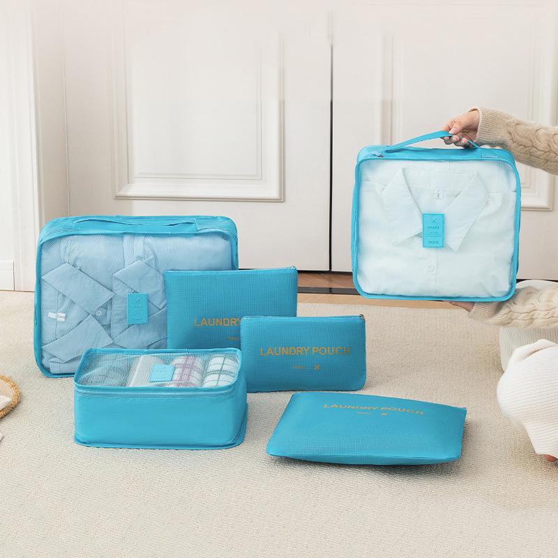 6-Piece Large Size Travel Organizer Portable Suitcase Organizer Clothes Shoes Makeup Bag Luggage Organizer Travel Storage Bag