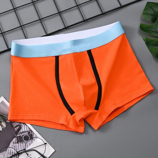 Men Boxer Briefs Wide Waistband Mid-rise Patchwork Color Letter Print Shorts Underwear Moisture-Wicking U-convex Sport Panties