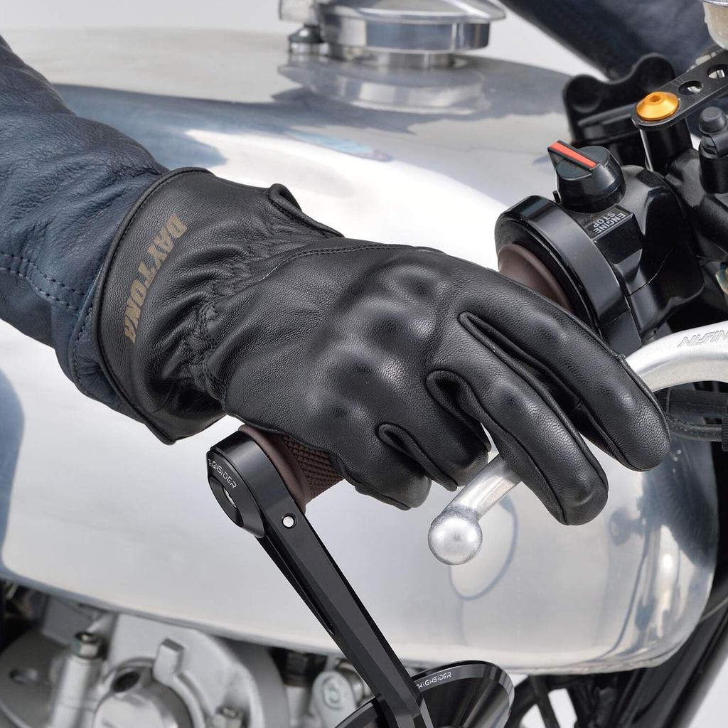 Daytona Motorcycle Gloves, Leather (Goat Leather), Spring, Summer, Autumn, Winter, Smartphone Compatible, Soft Protector, Vintage Line Gloves, HBG-063