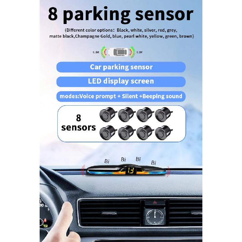 Voice Prompt 8-Probe Parking Sensor System 22mm 12V Reversing Radar Source Factory Car Parking Assistance Device