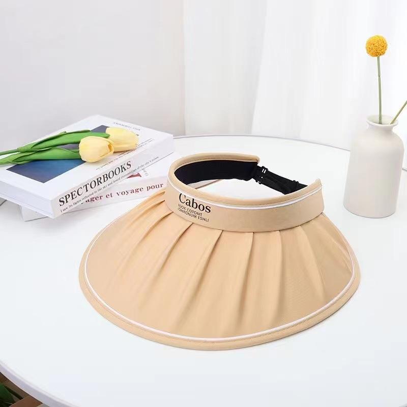 Summer sunscreen visor, new hat with enlarged brim, adult empty top hat, face covering and face showing, small summer cool hat for women