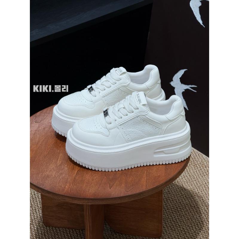 

Leather muffin thick-soled little white shoes spring new versatile small suction film bottom sports and leisure board shoes women 35 белый