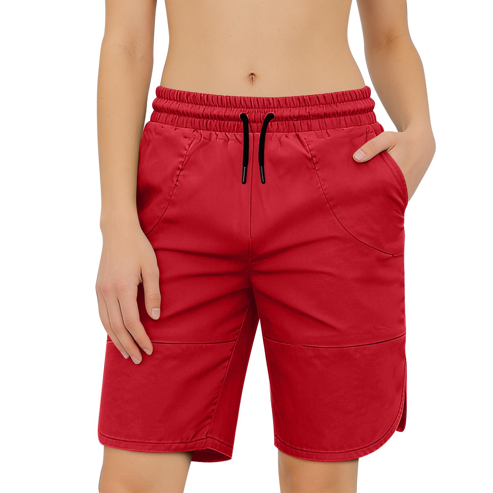 

Women s Shorts With Pockets, Casual Shorts XL червоний