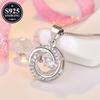 925Pure Silver Hypoallergenic Creative Heartbeat Necklace Clavicle Chain Pendant with Synthetic Zircon, Exquisite Gift Suitable for Women, Couples,