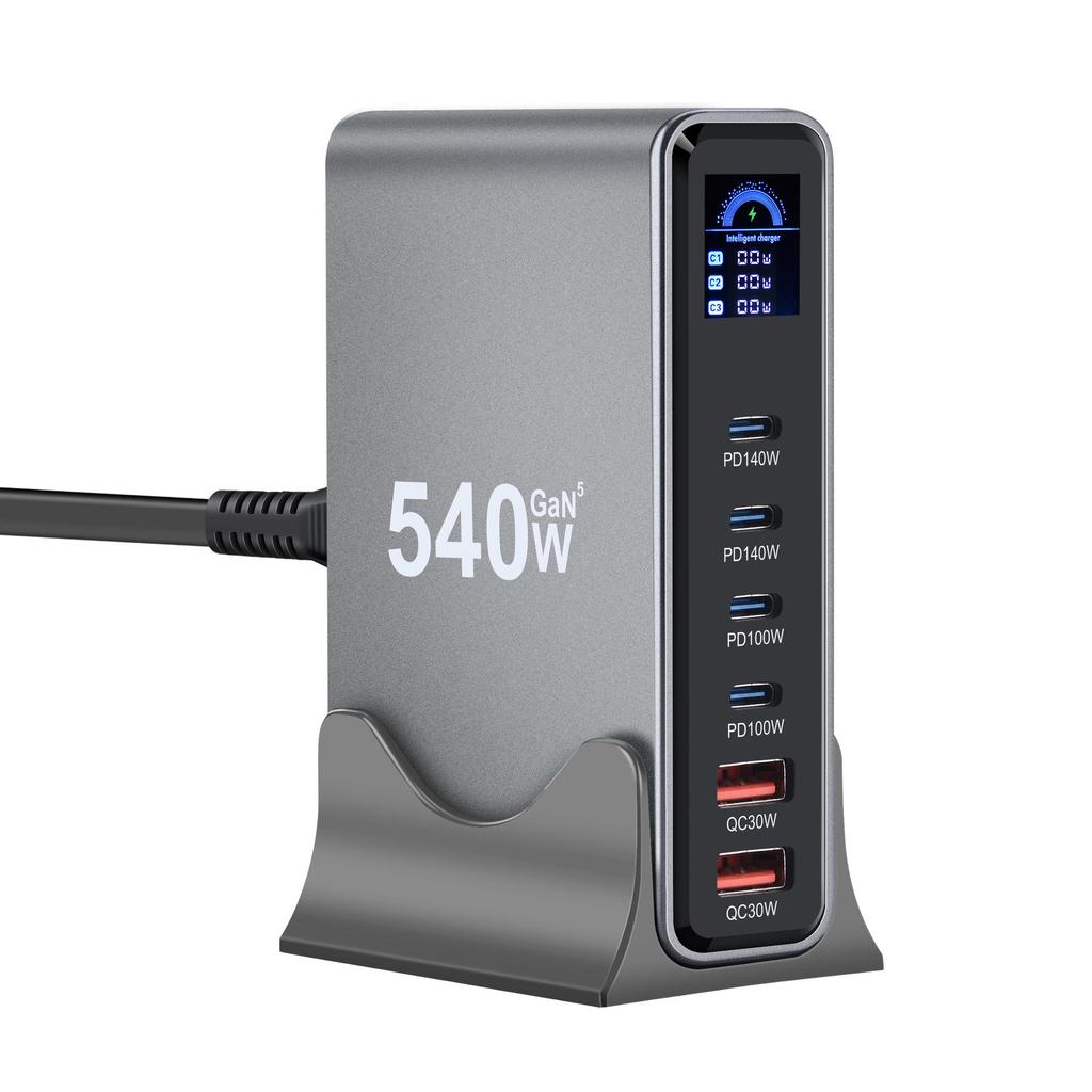 670W Multi-function Desktop Charger with LCD Display, 540W GaN Multi-port Adapter