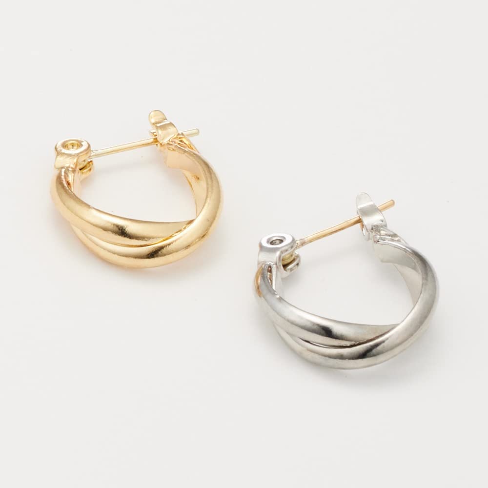 18K Gold Hoop Simple 18K Made in 3598 [HILLYS] Earrings, Earrings, Gold, Hypoallergenic, K18, Women's, Catchless, One-touch Ring, Accessories, Japan,