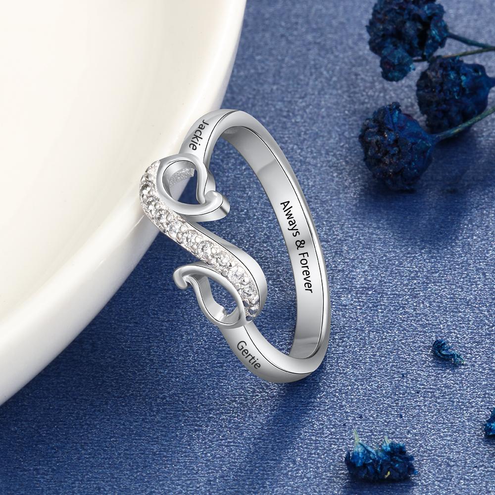 Customized Finger Ring Elegant Jewelry Engrave 2 Names Water Drop Shape Women With Modish Stylish Rings Giveaway Present Girlfriendri103855Elegant