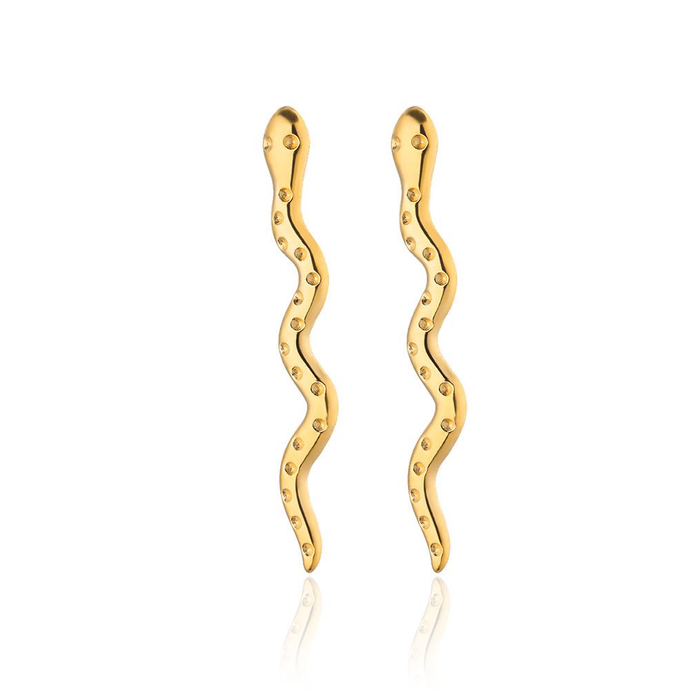 Stainless Steel Punk Snake Earrings For Women Girls Gold Color Snake Stud Earring Wedding Aesthetic Animal Jewelry  Gift