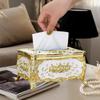 Rose Pattern Golden-plated Tissue Box American Style Paper Holder Suitable For Multiple Rooms Home Desktop Decor