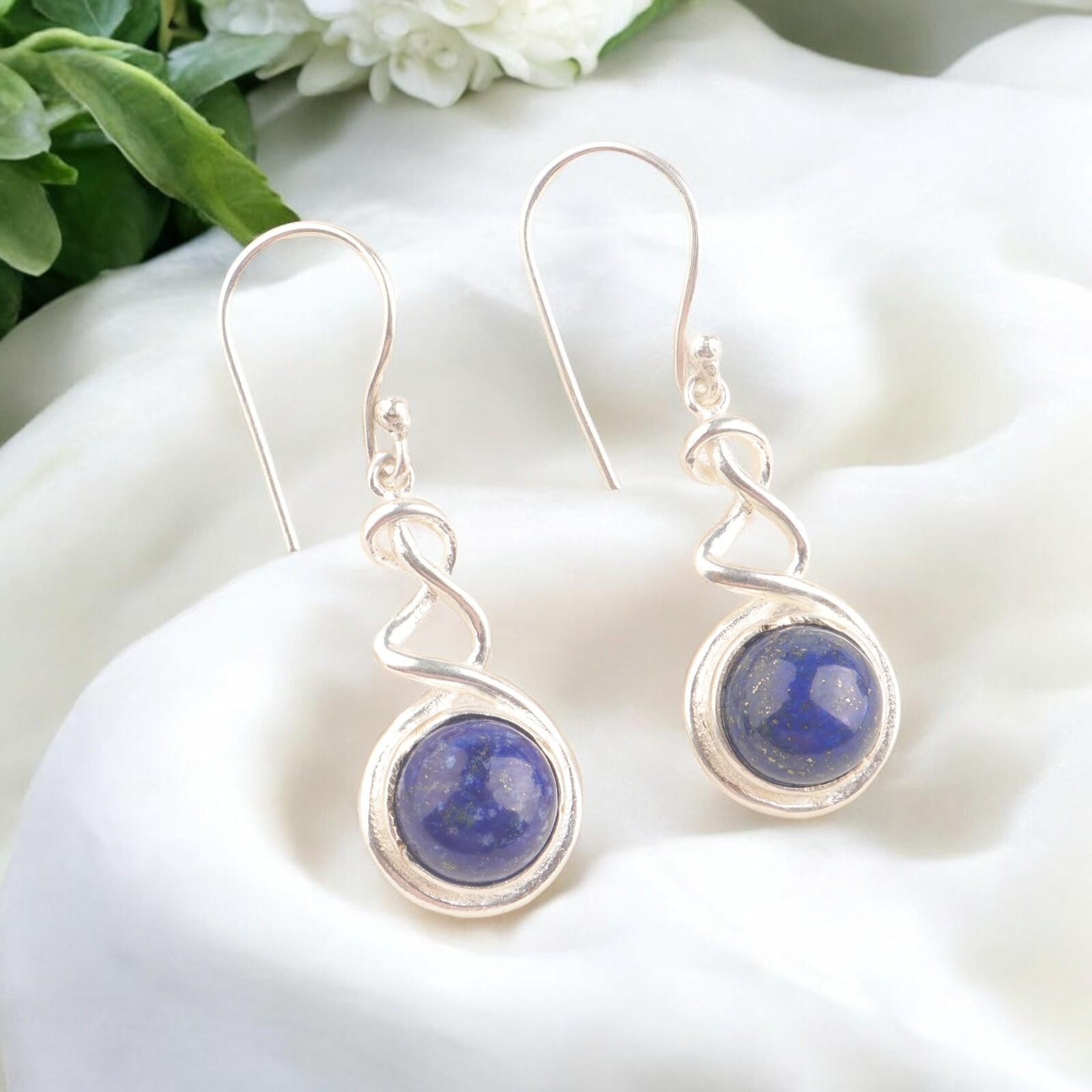 

Редкий драгоценный камень лазурит, серьги-пусеты из стерлингового серебра 925 пробы, лечебные, подарок для сестры CE-14-25