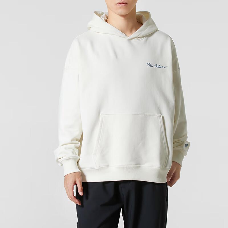 New Balance Sweatshirts Men's Ivory White Hooded Moderate Regular