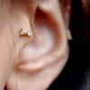 Fresh & Simple S925 Sterling Silver Earrings: 18K Gold Plated Bow Zirconia Stud & Screw-Back Ear Cuff