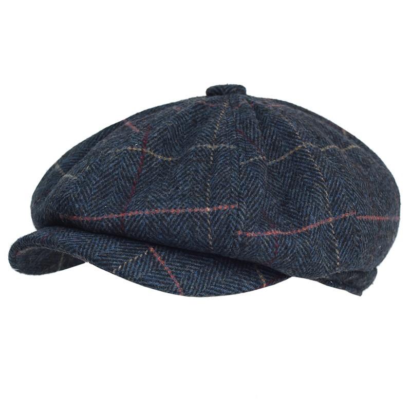 Wool Newsboy Hat Men's Razor Party Peaky Blinders British Retro Octagonal Hat Autumn and Winter Warm Beret