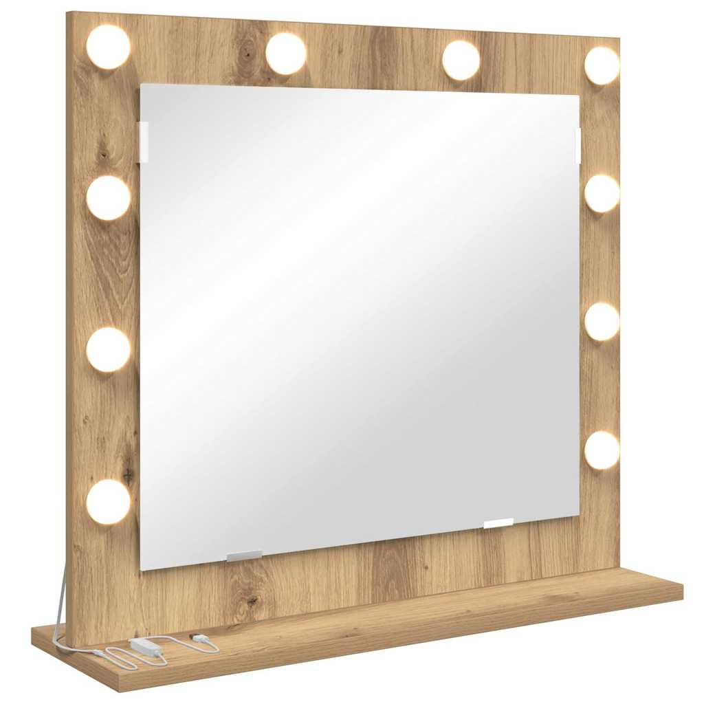 Rectangular Vanity Mirror In Artisan Oak Finish 60 X 55 X 18 Cm