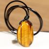 Unisex Irregular Tiger Eye Leather Cord Necklace with Water Drop Pendant