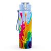 1PC Vibrant Splashing Paint Abstract Print 750ml Color Plastic Sports Water Bottle Leakproof Flip Straw Lid Suitable for Sports Office Home Use