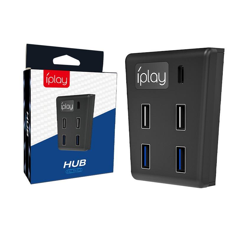 

PS5 5-портовый USB-концентратор, расширенный разветвитель, USB-концентраторы, аксессуары, USB-удлинитель USB с высокой степенью расширения, для игровой консоли USB3.0 5.3*3*7cm чёрный