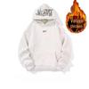 Men's American Style Gradient Letter Embroidery Fleece-Lined Hooded Sweatshirt, Autumn Loose Fit Versatile Casual Hoodie