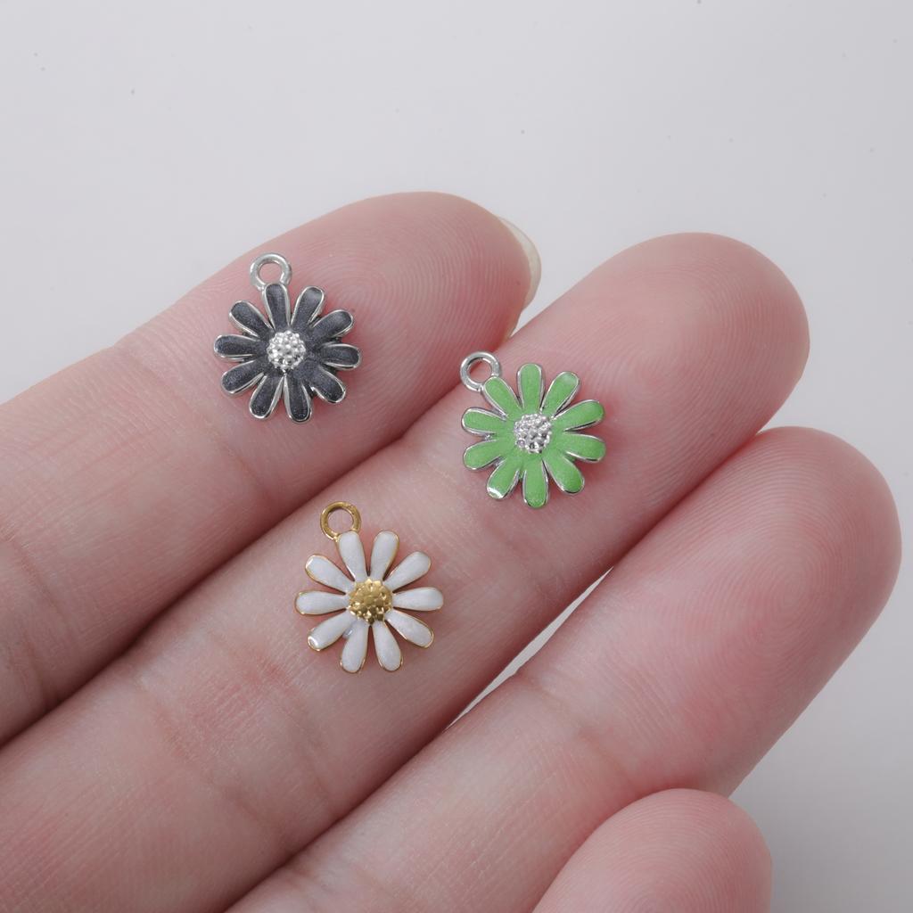 1pc Enamel Flower Charms for Jewelry Making Stainless Steel Gold Pendant for Earring Necklace Bracelet Accessories