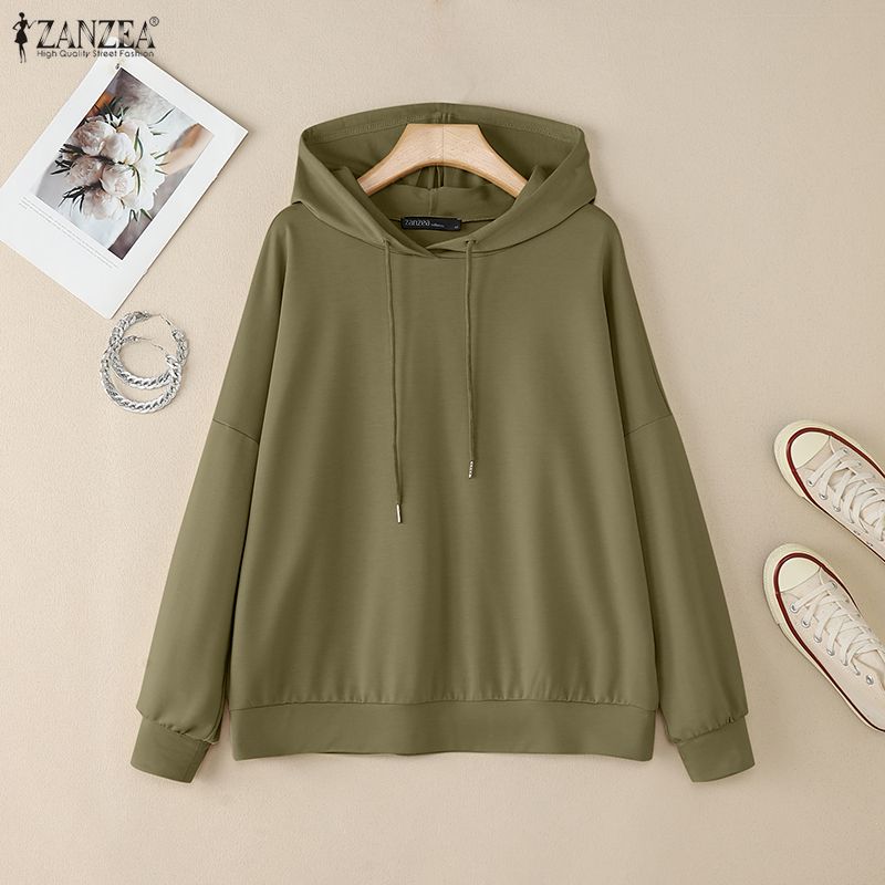 ZANZEA Women Hoodies Casual Loose Long Sleeve Pullover Sweatshirts