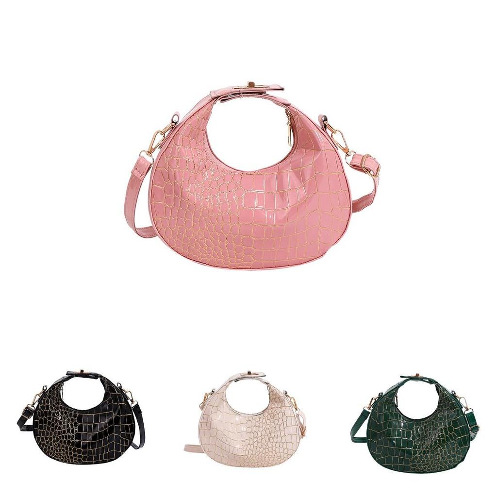 Korean Style Pu Duffle Bag With Crocodile Design And Zipper Top Handle For Everyday