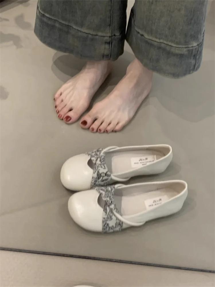 French Soft-soled Round-headed Ballet Single Shoes Women's 2025 Spring and Autumn New Flat-soled Mary Jane Shoes Versatile Evening Doudou Shoes