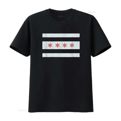 Vintage Chicago Flag T Shirt Souvenir Women Vintage Washed Versatile Casual Fashion Streetwear Designer Clothes Breathable