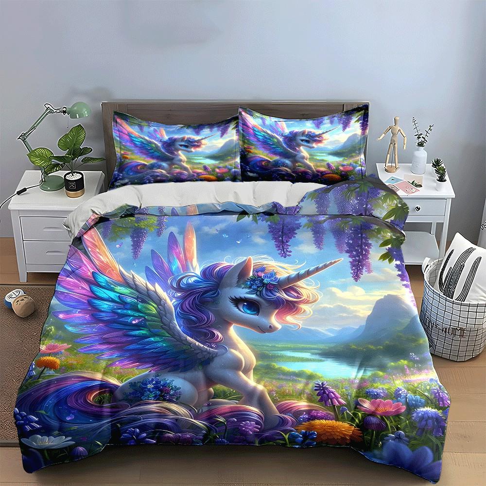 "Fantasy Unicorn Nature Trio Set" Exquisite three-piece bedding set gift for kids and adults