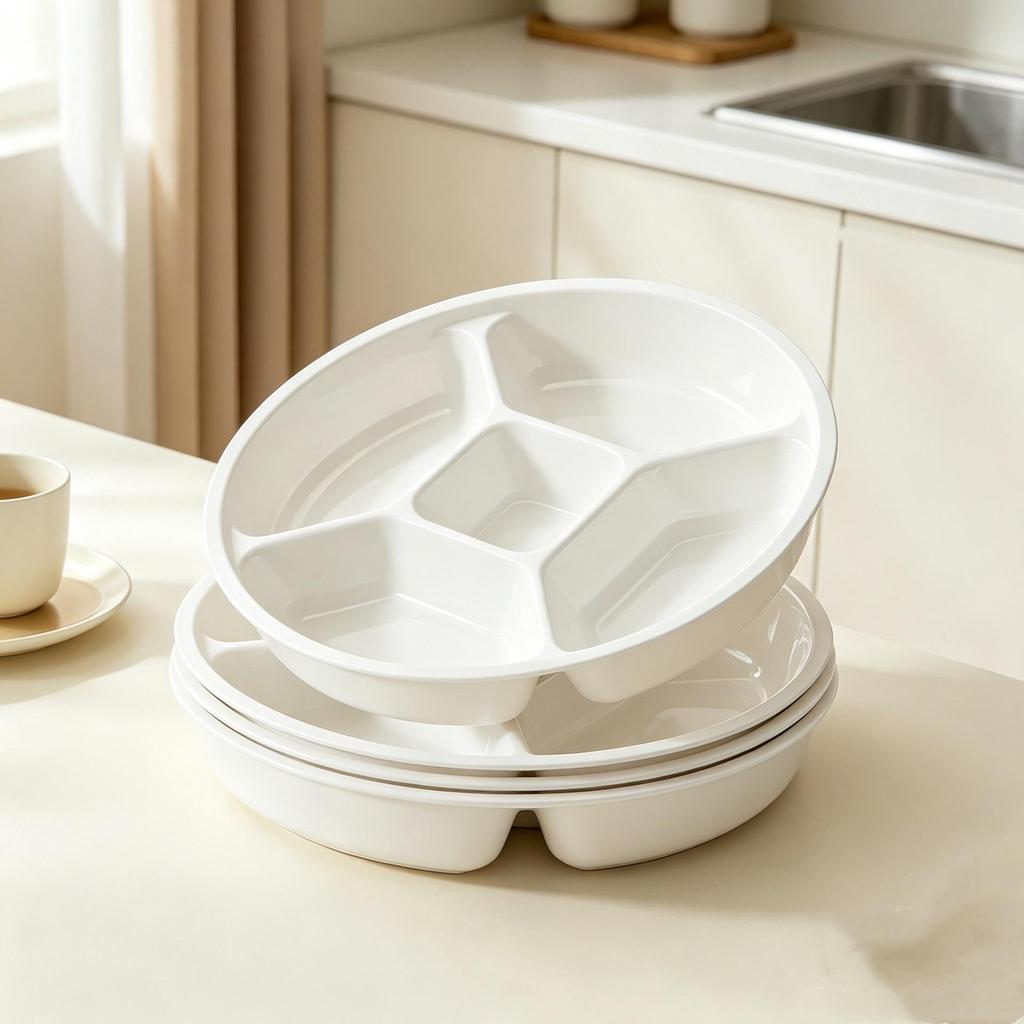 High-Temp Resistant Five-Grid Snack Platter: Food-Grade Fat-Reducing Meal Plate for Home Use