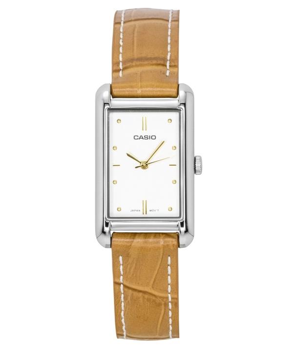Casio Analog Leather Strap White Dial