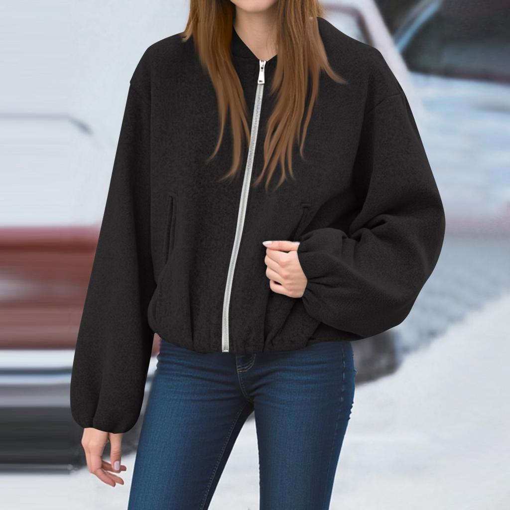 Women's Casual Fashion Loose Solid Color Long-sleeved Jacket Tops