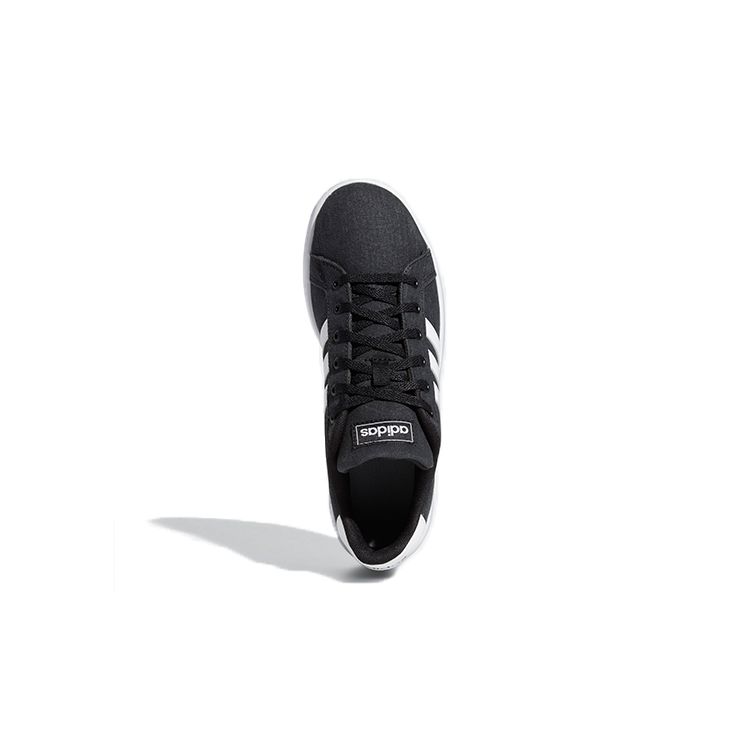 Adidas Neo Grand Court Synthetic Leather Canvas Comfortable Versatile Breathable Low-Top Skate Shoes Kids Sneakers Gray Black EG1517