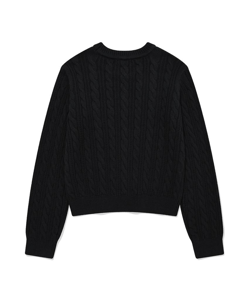 COVERNAT WOMAN Clover Heart Cable Knit Black