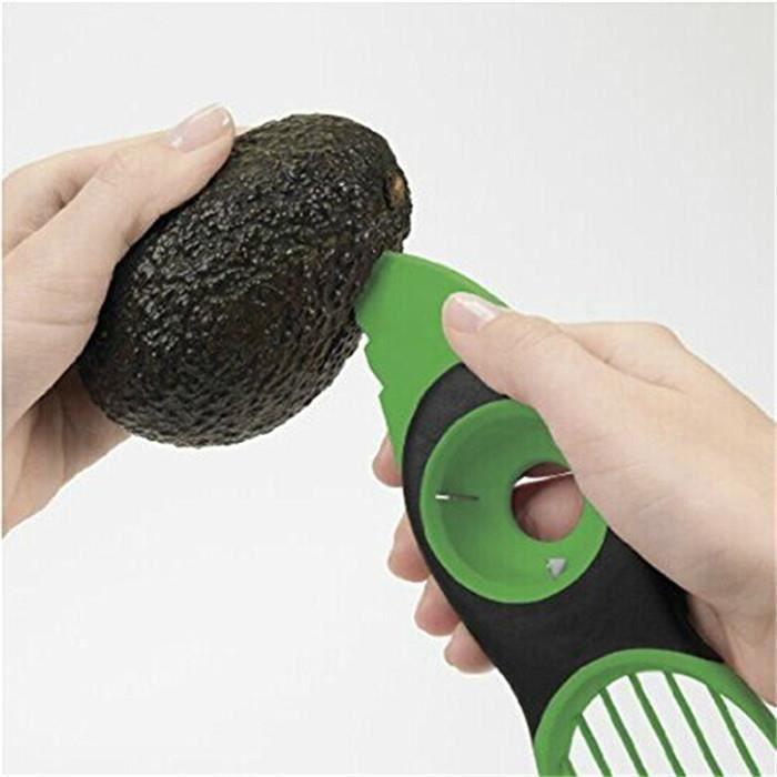 3-in-1 Avocado Slicer Kitchen Tool Green Fruit Slices Kitchen Slicer Avocado Peeler Skinner Multi-Tool