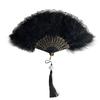 Chinese Style Vintage Retro Foldable Hand Fan Feathers Lace Folding Handheld Fan for Dance Wedding Decoration Party Favor Gifts