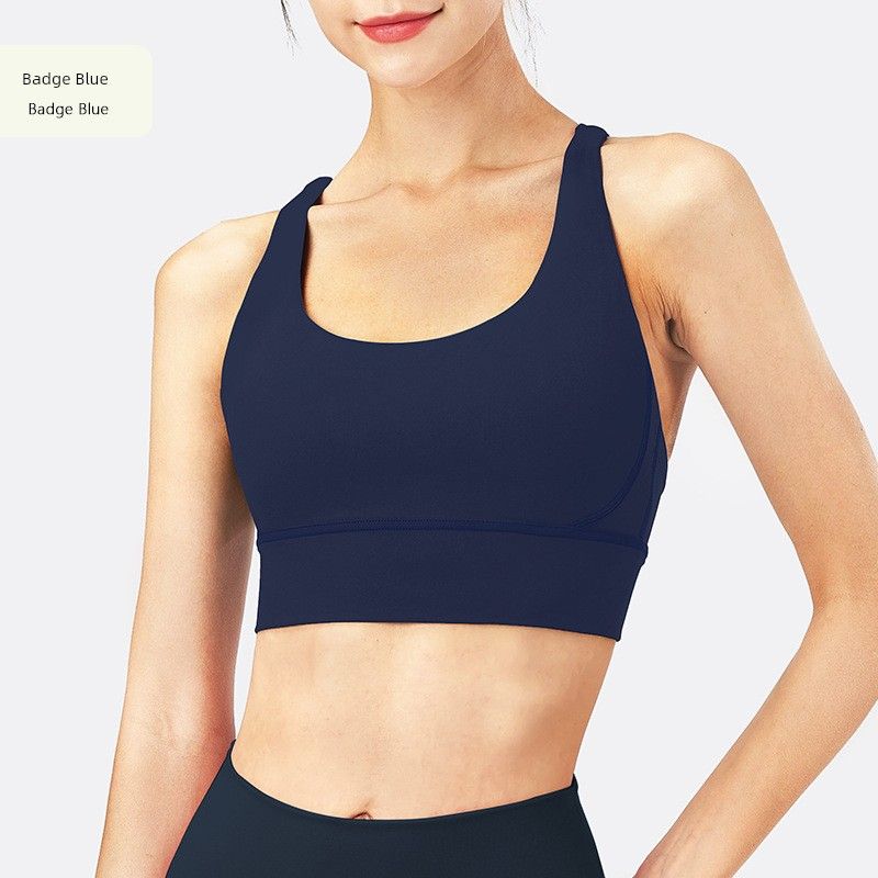 Particularly Fashionable Yoga Clothes Nude Feel Yoga Vest Women's Summer with Chest Pad Sports Intimates Cross Back Shaping Shockproof