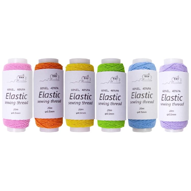 Elastic Sewing Thread 6 Color Sewing Thread 21.87Yard Per Spool Elastic Thread for Sewing Machine Hand Stitching