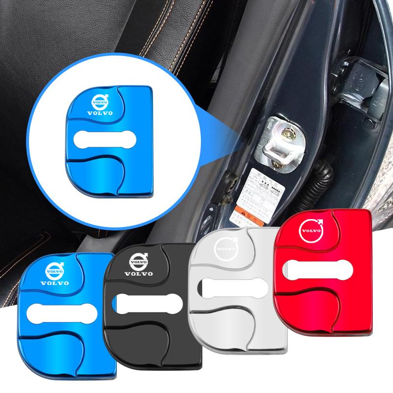 4PCS Car Door Lock Cover Stainless Steel Protection Accessories For Volvo C70 CX70 AWD EX30 EX90 EM90 C40 S40 S80L XC90 V90 S60 FC8H3