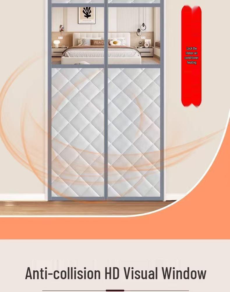 Tenda per porta in cotone magnetica senza foratura: Protezione invernale antivento e calda, Sigillo autoadesivo, Divisorio domestico.