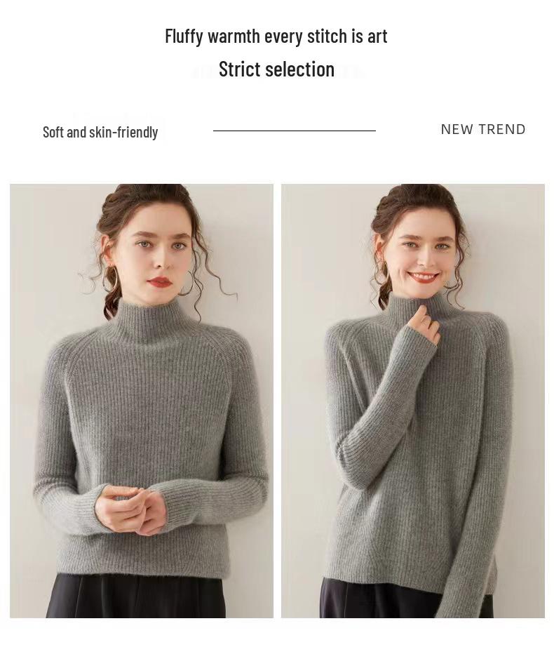 Women's Thick Wool Turtleneck Sweater - Cozy & Warm Cashmere Knit for Autumn/Winter