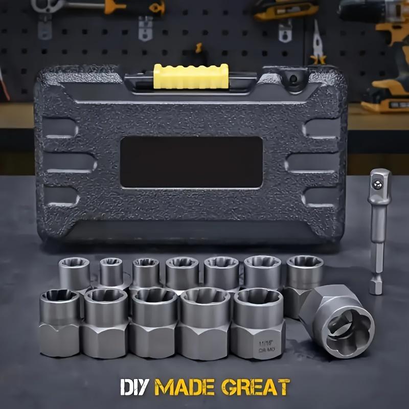 14pcs Impact Socket Set Nut And Bolt Extractor & Remover Chrome Molybdenum Steel Extractors with Storage Box for Automotive