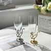 Baroque Retro Carved Metal Base Wine and Champagne Glass
